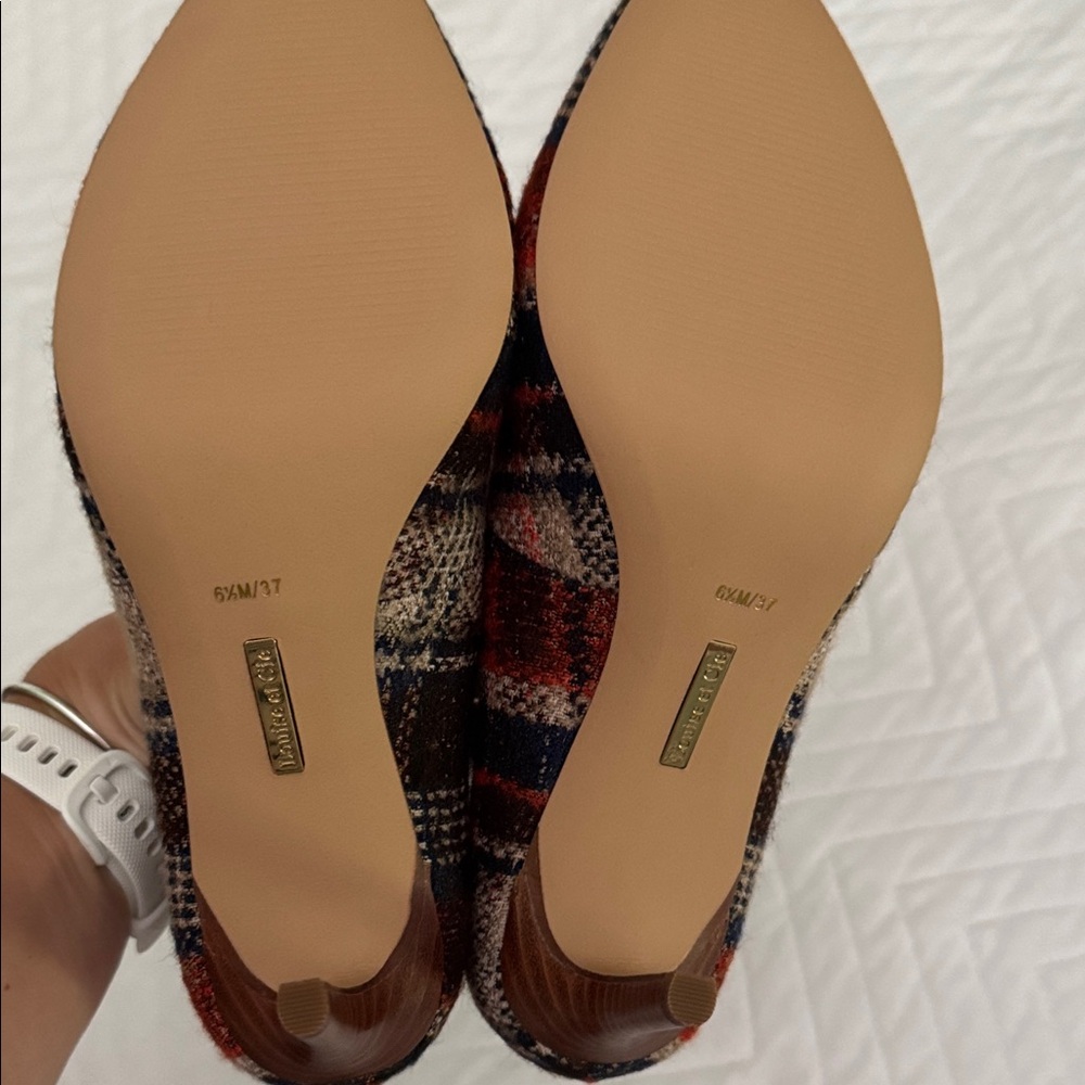 NWOT designer Louise et Cie Plaid Heels 6.5 - Picture 3 of 5